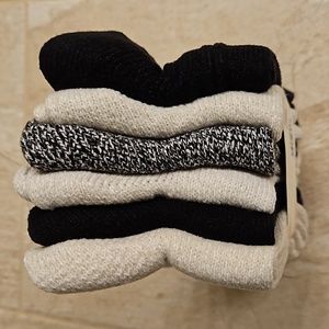 NWT 6 Pair Lucky Brand Ladies' Boot Sock Black Set: Gray/Beige/Tan/Cream